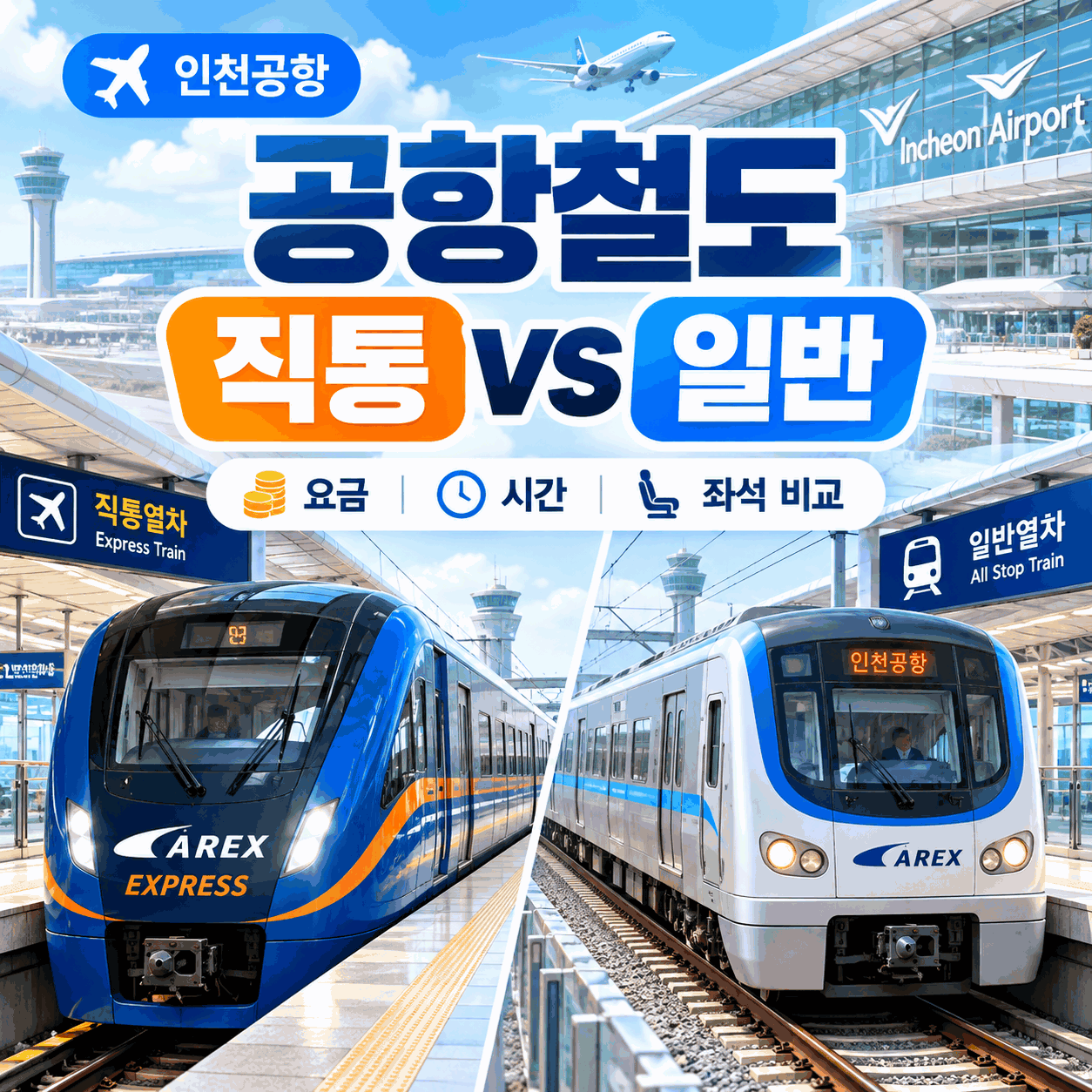 인천공항 공항철도 직통 일반 차이